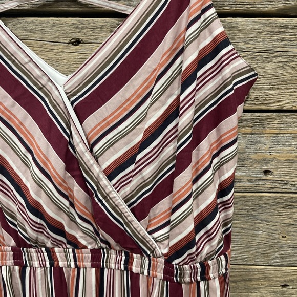 NWT Maurices Women's Multicolored Striped Sleeveless‎ Midi Dress Size L V Neck - Picture 4 of 11